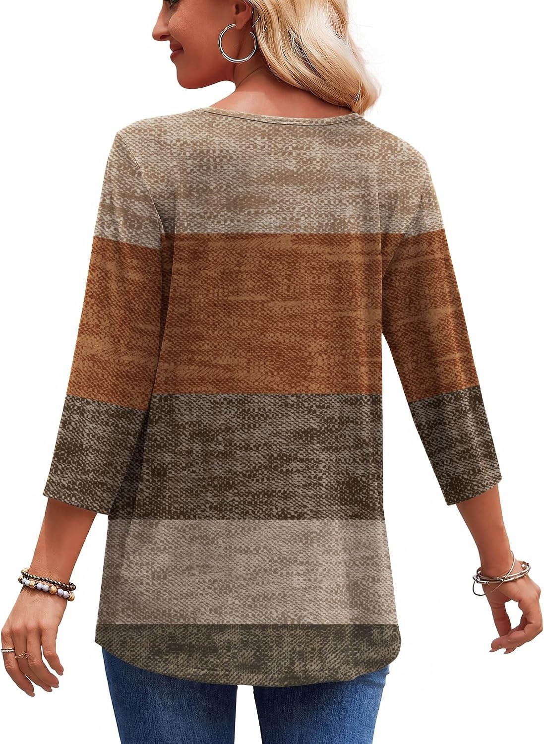 image:imageZeagoo 34 Length Sleeve Womens Tops 2026 Blouses for Women Dressy Casual Fashion Clothing V Neck TShirts Summer OutfitsJh398