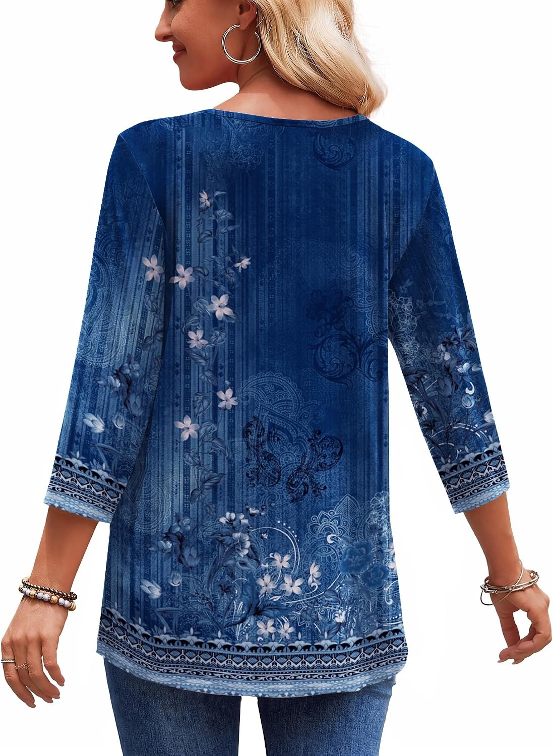 image:imageZeagoo 34 Length Sleeve Womens Tops 2026 Blouses for Women Dressy Casual Fashion Clothing V Neck TShirts Summer OutfitsMz845
