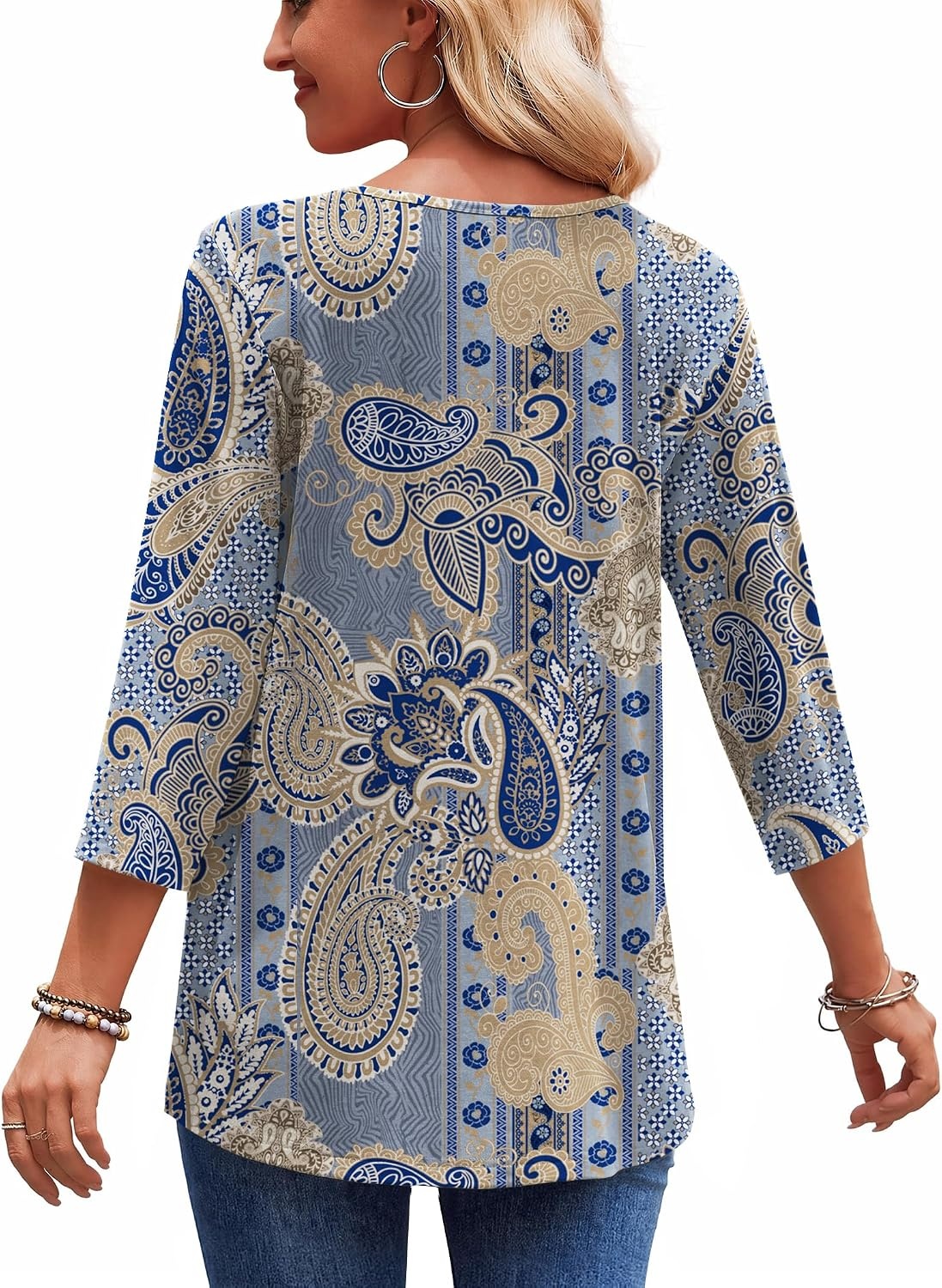 image:imageZeagoo 34 Length Sleeve Womens Tops 2026 Blouses for Women Dressy Casual Fashion Clothing V Neck TShirts Summer OutfitsMz919