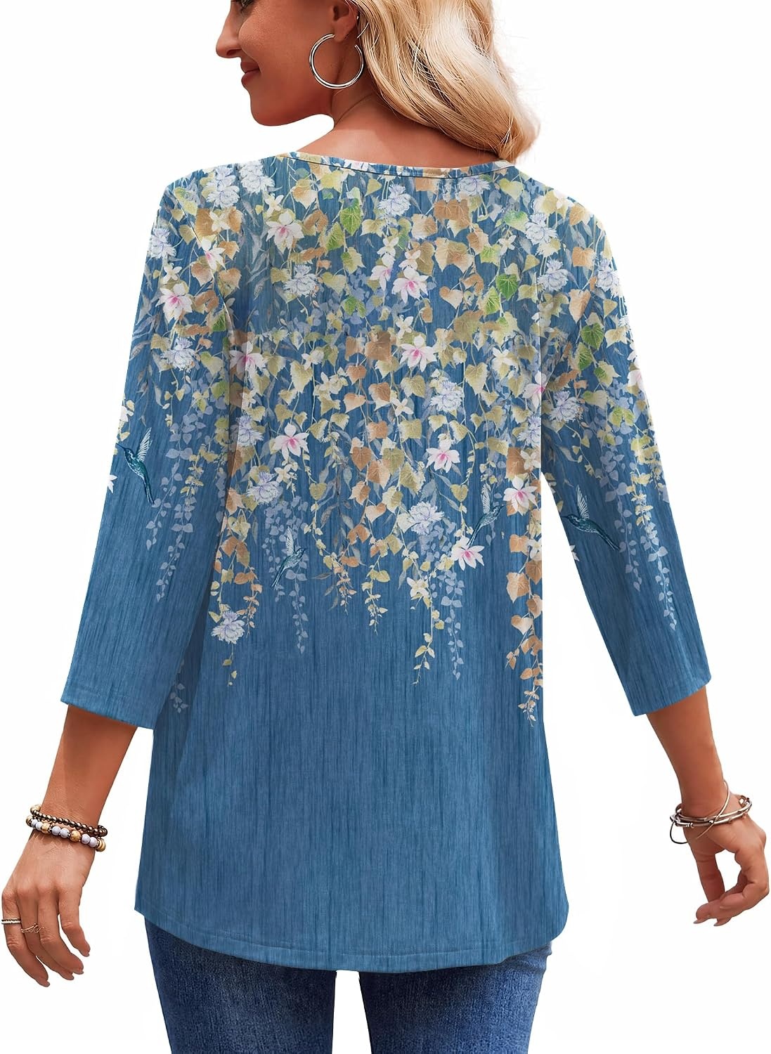 image:imageZeagoo 34 Length Sleeve Womens Tops 2026 Blouses for Women Dressy Casual Fashion Clothing V Neck TShirts Summer OutfitsSf233
