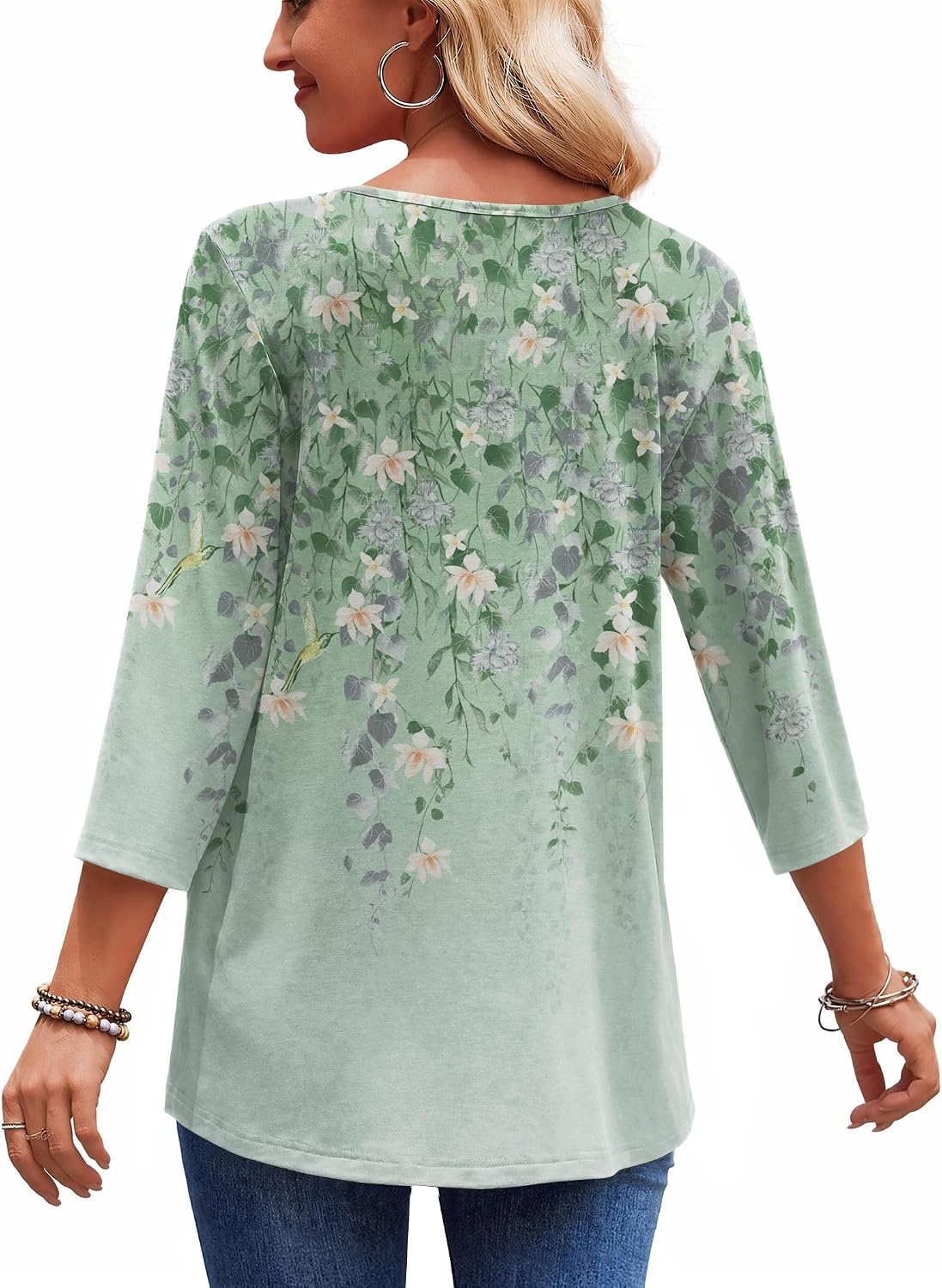 image:imageZeagoo 34 Length Sleeve Womens Tops 2026 Blouses for Women Dressy Casual Fashion Clothing V Neck TShirts Summer OutfitsSf244