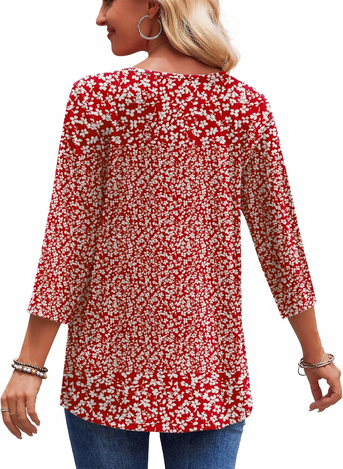 image:imageZeagoo 34 Length Sleeve Womens Tops 2026 Blouses for Women Dressy Casual Fashion Clothing V Neck TShirts Summer OutfitsXh518
