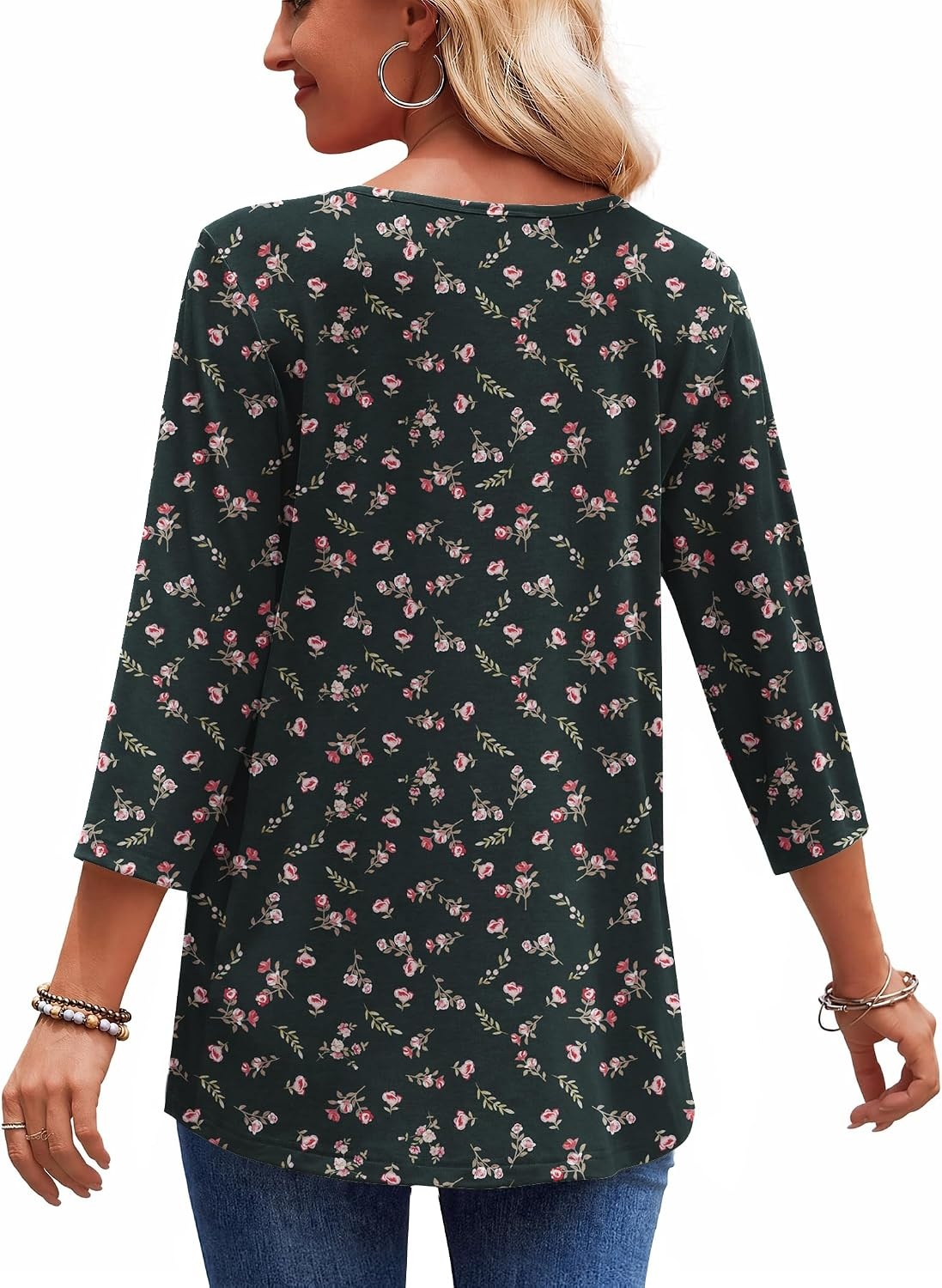 image:imageZeagoo 34 Length Sleeve Womens Tops 2026 Blouses for Women Dressy Casual Fashion Clothing V Neck TShirts Summer OutfitsXh522