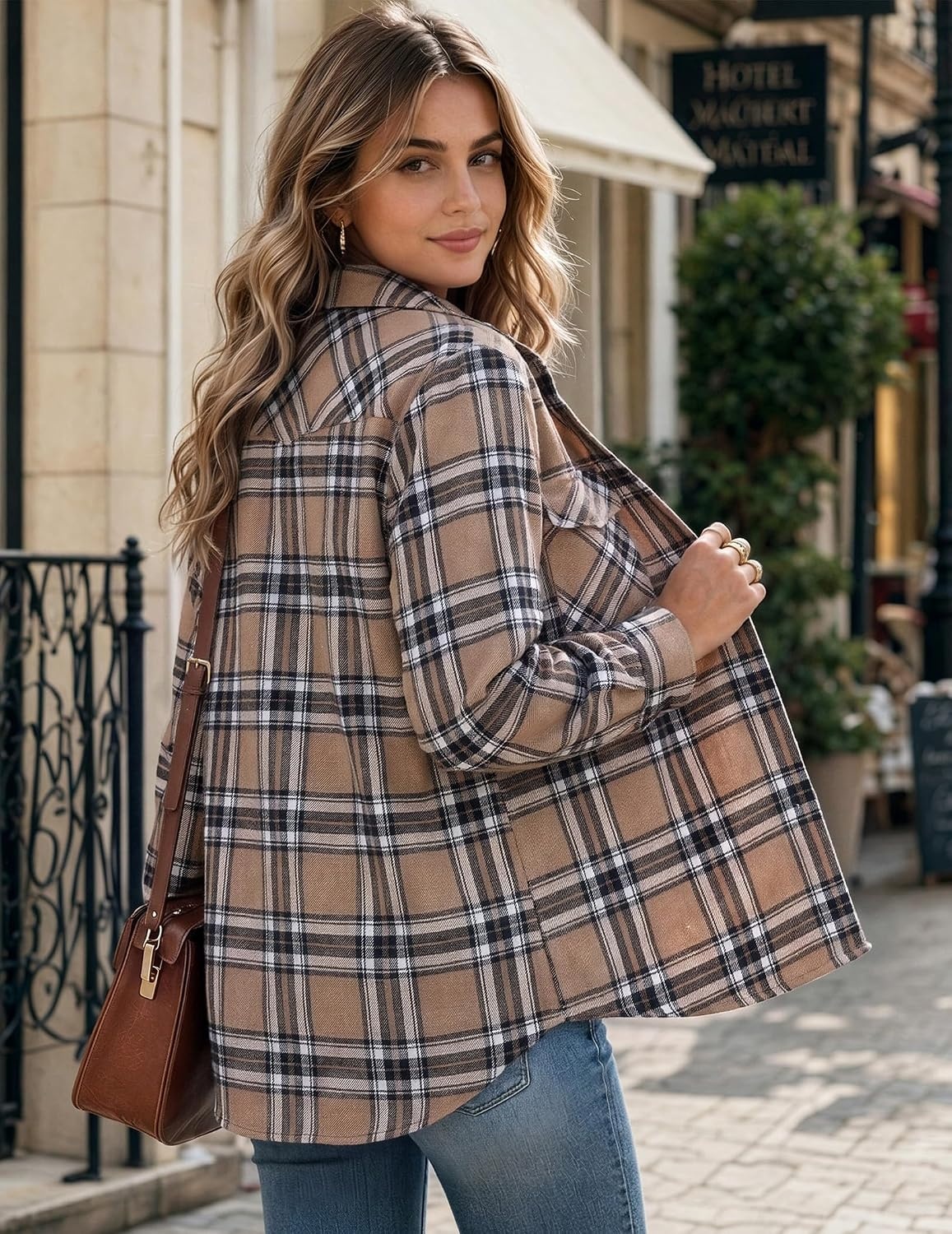 image:imageZeagoo Flannel Button Down Shirts for Women Long Sleeve Plaid Shackets Summer Shirts Women Flannel Plaid Button Up Shackets Breathable Long Sleeve Jacket Casual Office Western Cowgirl Daily TopsGz991
