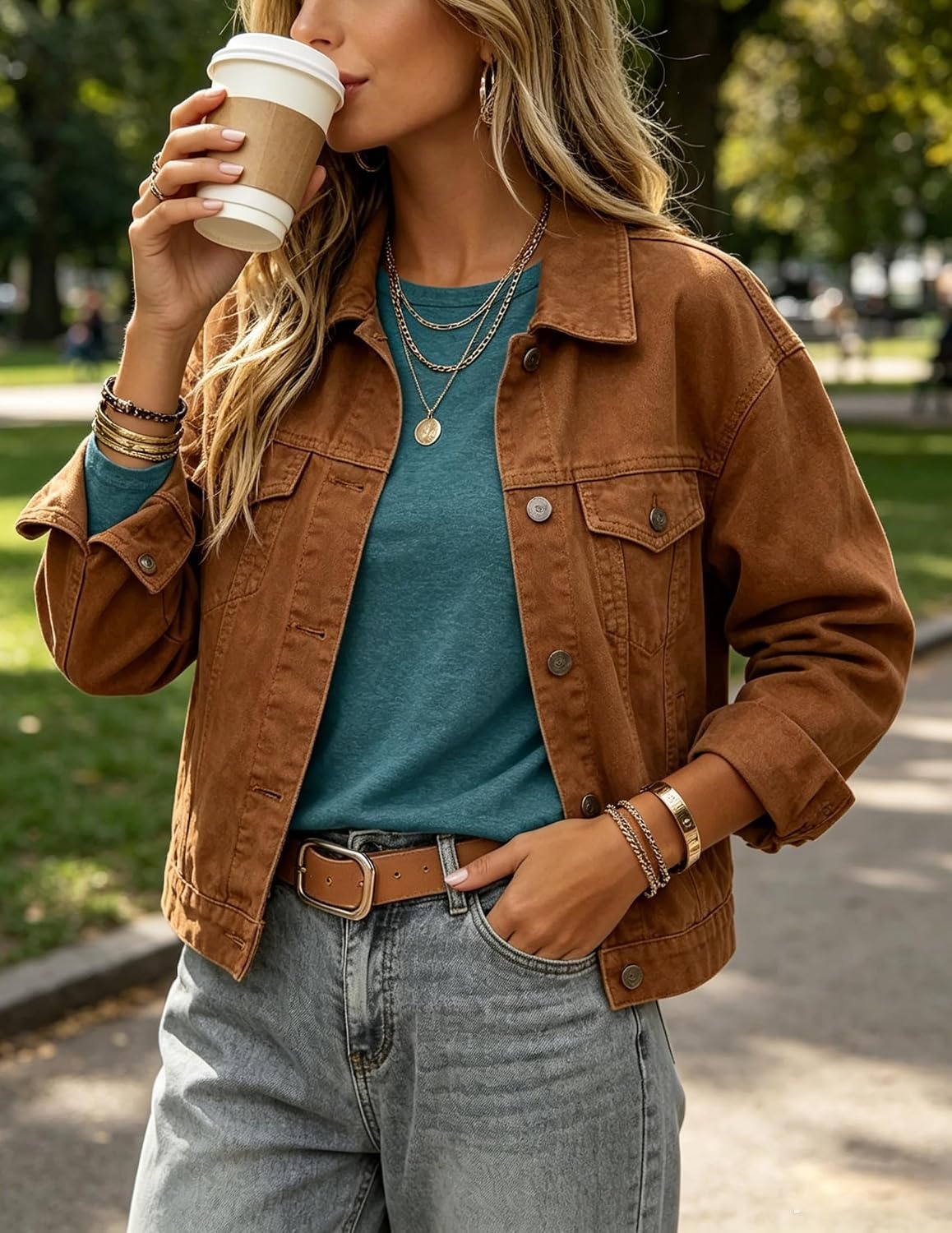 image:imageZeagoo Womens Casual Shirts Long Sleeve Tops Soft Crewneck Tshirts Basic Tee Business Workout Outfit 2026 Fall ClothesPeacock Blue