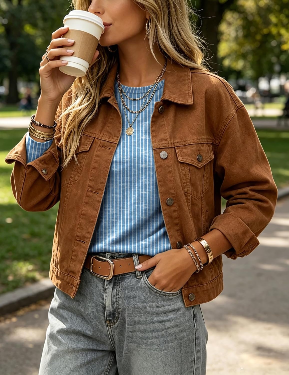 image:imageZeagoo Womens Casual Shirts Long Sleeve Tops Soft Crewneck Tshirts Basic Tee Business Workout Outfit 2026 Fall ClothesZ Stripes Blue 273