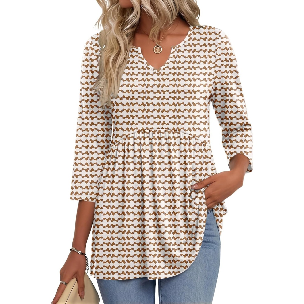 image:imageZeagoo 34 Length Sleeve Womens Tops 2026 Blouses for Women Dressy Casual Fashion Clothing V Neck TShirts Summer OutfitsCx318