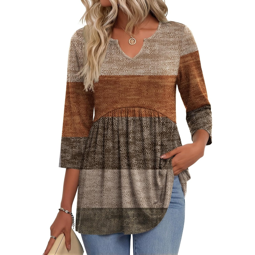 image:imageZeagoo 34 Length Sleeve Womens Tops 2026 Blouses for Women Dressy Casual Fashion Clothing V Neck TShirts Summer OutfitsJh398