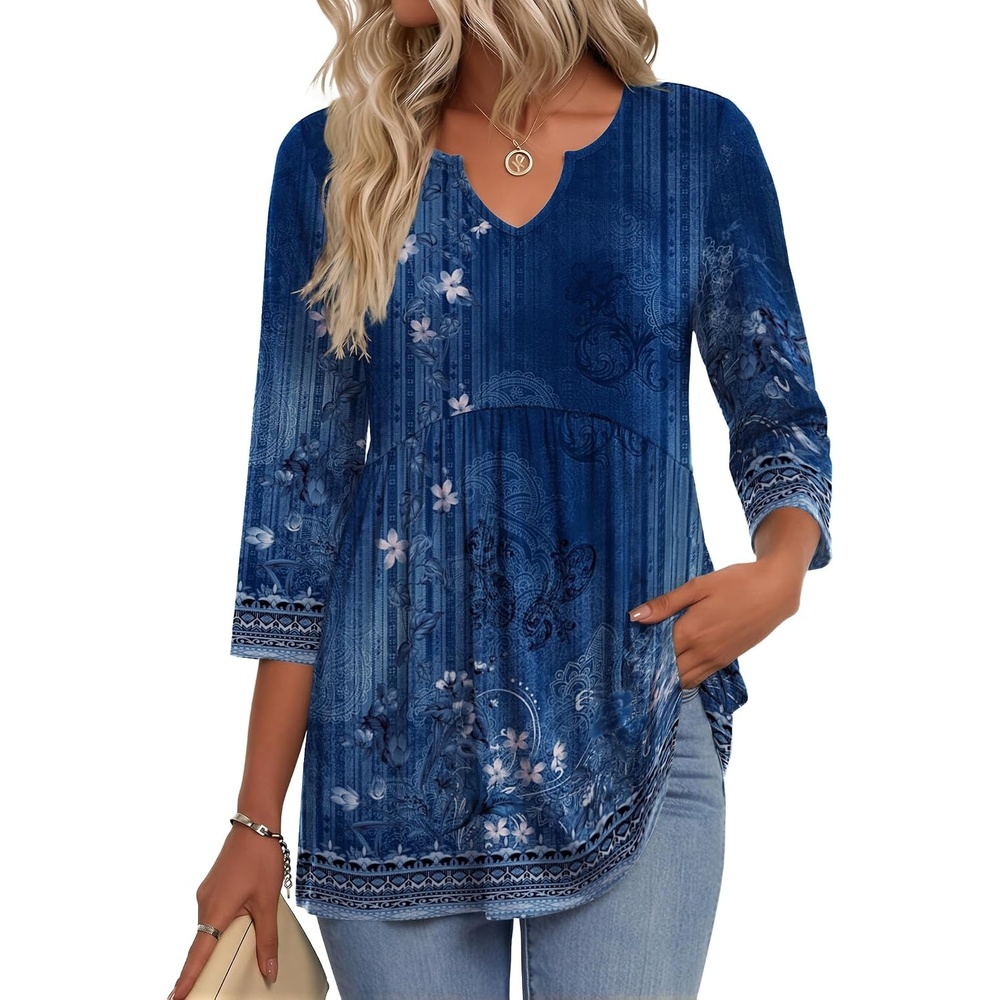 image:imageZeagoo 34 Length Sleeve Womens Tops 2026 Blouses for Women Dressy Casual Fashion Clothing V Neck TShirts Summer OutfitsMz845