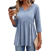 Zeagoo 3/4 Length Sleeve Womens Tops 2026 Blouses for Women Dressy Casual Fashion Clothing V Neck T-Shirts Summer Outfits(03 Blue Stripe)