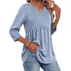 Zeagoo 3/4 Length Sleeve Womens Tops 2026 Blouses for Women Dressy Casual Fashion Clothing V Neck T-Shirts Summer Outfits(03 Blue Stripe)