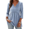 Zeagoo 3/4 Length Sleeve Womens Tops 2026 Blouses for Women Dressy Casual Fashion Clothing V Neck T-Shirts Summer Outfits(03 Blue Stripe)