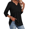 Zeagoo 3/4 Length Sleeve Womens Tops 2026 Blouses for Women Dressy Casual Fashion Clothing V Neck T-Shirts Summer Outfits(Black)