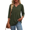 Zeagoo 3/4 Length Sleeve Womens Tops 2026 Blouses for Women Dressy Casual Fashion Clothing V Neck T-Shirts Summer Outfits(Green)
