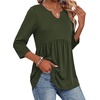 Zeagoo 3/4 Length Sleeve Womens Tops 2026 Blouses for Women Dressy Casual Fashion Clothing V Neck T-Shirts Summer Outfits(Green)