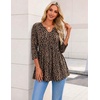 Zeagoo 3/4 Length Sleeve Womens Tops 2026 Blouses for Women Dressy Casual Fashion Clothing V Neck T-Shirts Summer Outfits(Leopard Print)