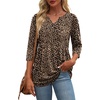 Zeagoo 3/4 Length Sleeve Womens Tops 2026 Blouses for Women Dressy Casual Fashion Clothing V Neck T-Shirts Summer Outfits(Leopard Print)