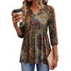 Zeagoo 3/4 Length Sleeve Womens Tops 2026 Blouses for Women Dressy Casual Fashion Clothing V Neck T-Shirts Summer Outfits(Mz721)