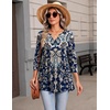 Zeagoo 3/4 Length Sleeve Womens Tops 2026 Blouses for Women Dressy Casual Fashion Clothing V Neck T-Shirts Summer Outfits(Mz873)