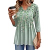 Zeagoo 3/4 Length Sleeve Womens Tops 2026 Blouses for Women Dressy Casual Fashion Clothing V Neck T-Shirts Summer Outfits(Sf244)