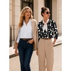Zeagoo Button Down Shirts for Women 3/4 Length Sleeve Work Tops V Neck Shirts Dressy Casual Business Blouses with Pocket(Jh654)