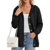Zeagoo Hoodie for Women Oversized Hooded Sweatshirt Button Hoodies With Pockets Comfy Fleece Jackets 2026 Fashion S-3XL(Black)
