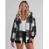 Zeagoo Hoodie for Women Oversized Hooded Sweatshirt Button Hoodies With Pockets Comfy Fleece Jackets 2026 Fashion S-3XL(Black Plaid)