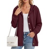 Zeagoo Hoodie for Women Oversized Hooded Sweatshirt Button Hoodies With Pockets Comfy Fleece Jackets 2026 Fashion S-3XL(Dark Red)