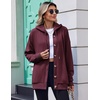 Zeagoo Hoodie for Women Oversized Hooded Sweatshirt Button Hoodies With Pockets Comfy Fleece Jackets 2026 Fashion S-3XL(Dark Red)