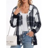 Zeagoo Hoodie for Women Oversized Hooded Sweatshirt Button Hoodies With Pockets Comfy Fleece Jackets 2026 Fashion S-3XL(Grey Black Plaid)