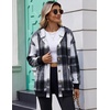 Zeagoo Hoodie for Women Oversized Hooded Sweatshirt Button Hoodies With Pockets Comfy Fleece Jackets 2026 Fashion S-3XL(Grey Black Plaid)
