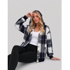 Zeagoo Hoodie for Women Oversized Hooded Sweatshirt Button Hoodies With Pockets Comfy Fleece Jackets 2026 Fashion S-3XL(Grey Black Plaid)