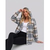 Zeagoo Hoodie for Women Oversized Hooded Sweatshirt Button Hoodies With Pockets Comfy Fleece Jackets 2026 Fashion S-3XL(Grey-brown Plaid)