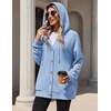 Zeagoo Hoodie for Women Oversized Hooded Sweatshirt Button Hoodies With Pockets Comfy Fleece Jackets 2026 Fashion S-3XL(Light Blue)