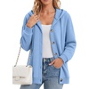 Zeagoo Hoodie for Women Oversized Hooded Sweatshirt Button Hoodies With Pockets Comfy Fleece Jackets 2026 Fashion S-3XL(Light Blue)