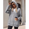 Zeagoo Hoodie for Women Oversized Hooded Sweatshirt Button Hoodies With Pockets Comfy Fleece Jackets 2026 Fashion S-3XL(Light Gray)