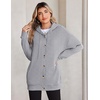 Zeagoo Hoodie for Women Oversized Hooded Sweatshirt Button Hoodies With Pockets Comfy Fleece Jackets 2026 Fashion S-3XL(Light Gray)