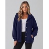 Zeagoo Hoodie for Women Oversized Hooded Sweatshirt Button Hoodies With Pockets Comfy Fleece Jackets 2026 Fashion S-3XL(Navy Blue)