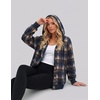 Zeagoo Hoodie for Women Oversized Hooded Sweatshirt Button Hoodies With Pockets Comfy Fleece Jackets 2026 Fashion S-3XL(Navy Plaid)