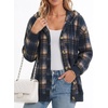 Zeagoo Hoodie for Women Oversized Hooded Sweatshirt Button Hoodies With Pockets Comfy Fleece Jackets 2026 Fashion S-3XL(Navy Plaid)