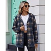 Zeagoo Hoodie for Women Oversized Hooded Sweatshirt Button Hoodies With Pockets Comfy Fleece Jackets 2026 Fashion S-3XL(Navy Plaid)