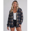 Zeagoo Hoodie for Women Oversized Hooded Sweatshirt Button Hoodies With Pockets Comfy Fleece Jackets 2026 Fashion S-3XL(Navy Plaid)