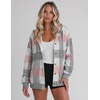 Zeagoo Hoodie for Women Oversized Hooded Sweatshirt Button Hoodies With Pockets Comfy Fleece Jackets 2026 Fashion S-3XL(Pink Plaid)