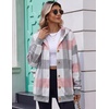 Zeagoo Hoodie for Women Oversized Hooded Sweatshirt Button Hoodies With Pockets Comfy Fleece Jackets 2026 Fashion S-3XL(Pink Plaid)