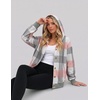 Zeagoo Hoodie for Women Oversized Hooded Sweatshirt Button Hoodies With Pockets Comfy Fleece Jackets 2026 Fashion S-3XL(Pink Plaid)