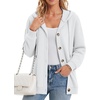Zeagoo Hoodie for Women Oversized Hooded Sweatshirt Button Hoodies With Pockets Comfy Fleece Jackets 2026 Fashion S-3XL(White)