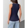 Zeagoo Tank Tops with Built in Bra for Women Sleeveless Crewneck Racerback Ribbed Fitted Tops Basic Summer Clothing 2026(Navy Blue)