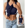 Zeagoo Tank Tops with Built in Bra for Women Sleeveless Crewneck Racerback Ribbed Fitted Tops Basic Summer Clothing 2026(Navy Blue)