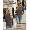 Zeagoo Women’s Casual Shirts Long Sleeve Tops Soft Crewneck Tshirts Basic Tee Business Workout Outfit 2026 Fall Clothes(Brown)