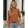 Zeagoo Women’s Casual Shirts Long Sleeve Tops Soft Crewneck Tshirts Basic Tee Business Workout Outfit 2026 Fall Clothes(Caramel)